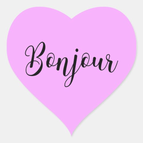 Bonjour_blackText Heart Sticker