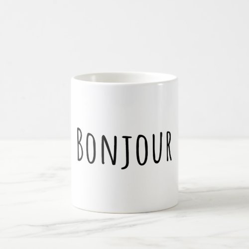 Bonjour bon_zhoor _ HelloGood morning  Black Coffee Mug
