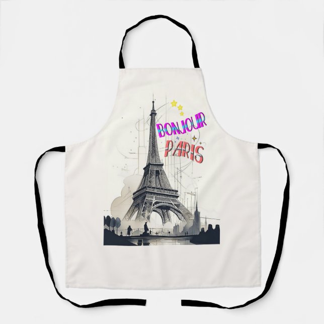 Bonjour Colorful Paris Apron (Front)