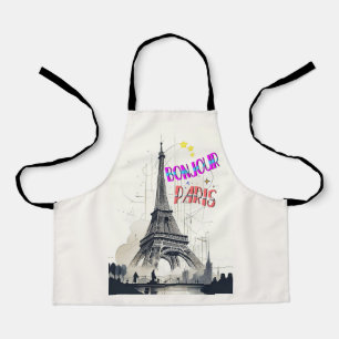 Bonjour Colorful Paris Apron