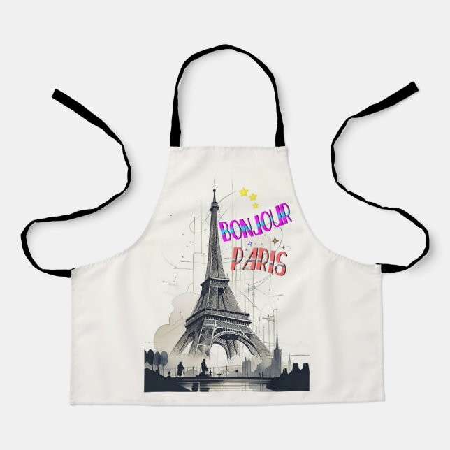 Bonjour Colorful Paris Apron (Front)
