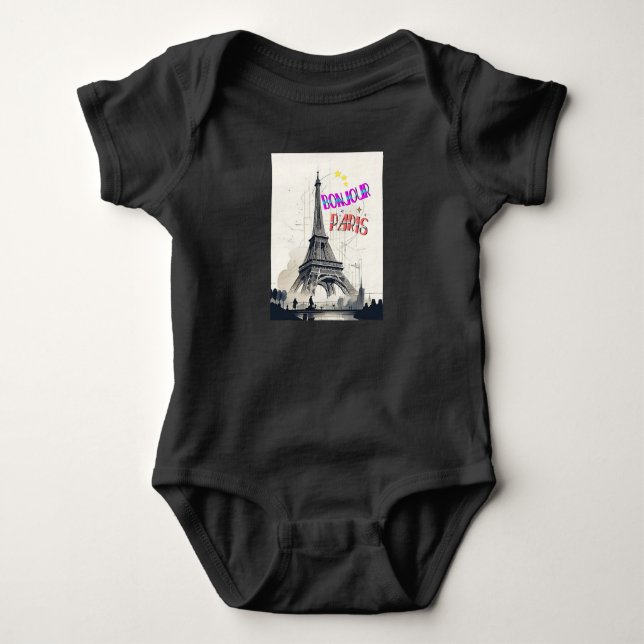 Bonjour Colorful Paris Baby Bodysuit (Front)