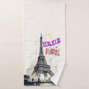 Bonjour Colorful Paris Bath Towel
