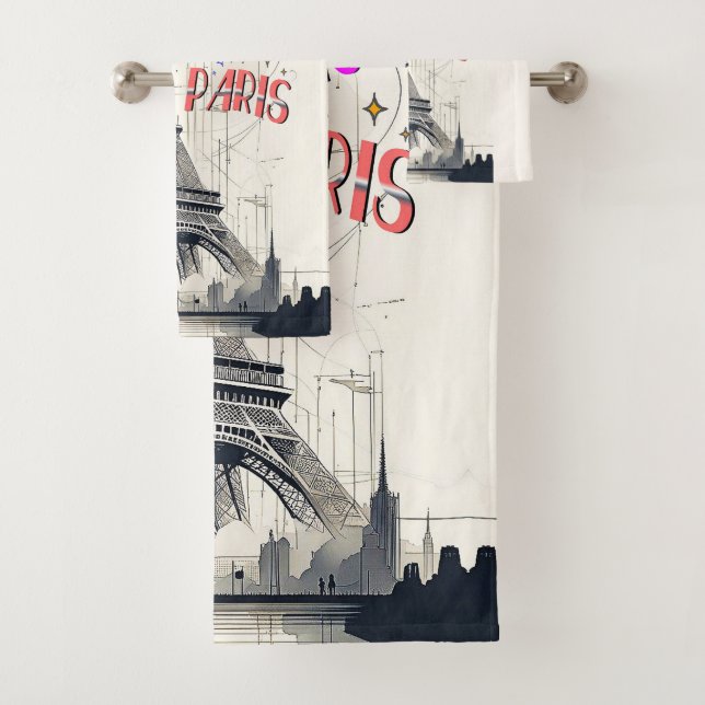Bonjour Colorful Paris Bath Towel Set (Insitu)