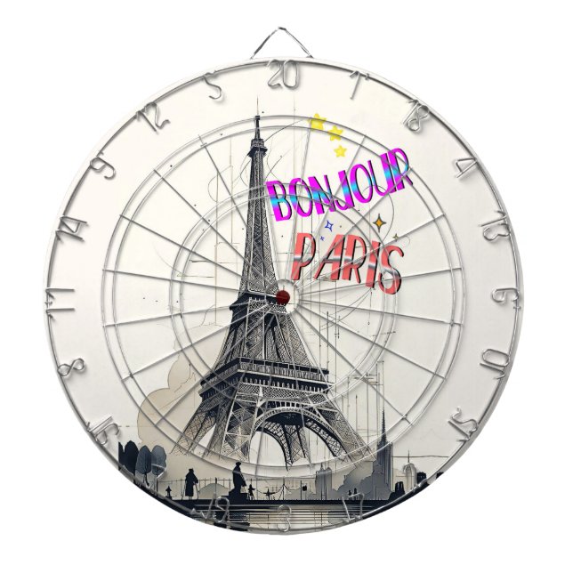 Bonjour Colorful Paris Dart Board (Front)
