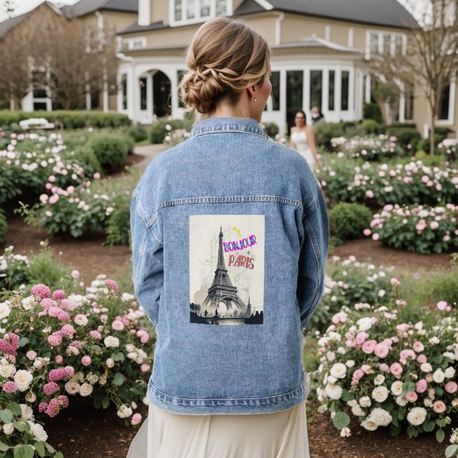 Bonjour Colorful Paris Denim Jacket (Wedding Back)
