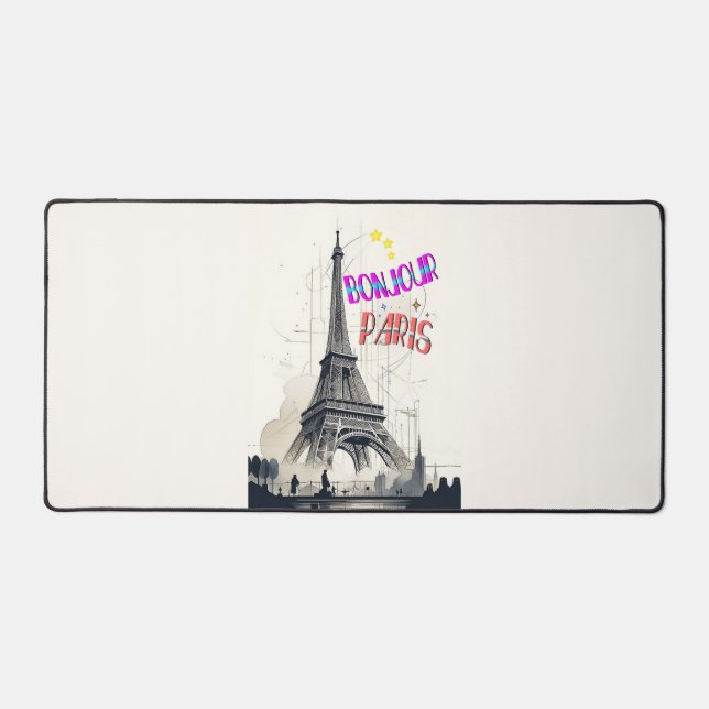 Bonjour Colorful Paris Desk Mat (Front)