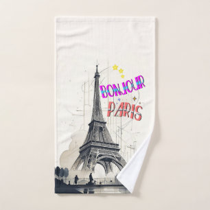 Bonjour Colorful Paris Hand Towel