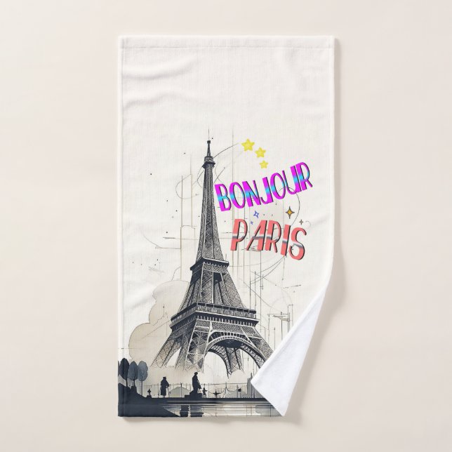 Bonjour Colorful Paris Hand Towel (Hand Towel)