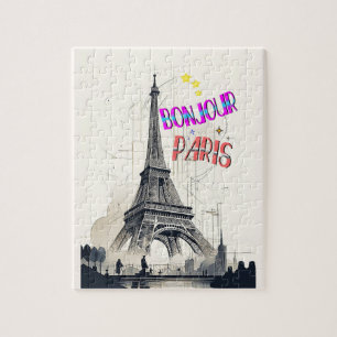 Bonjour Colorful Paris Jigsaw Puzzle