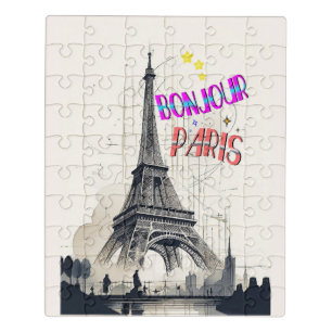 Bonjour Colorful Paris Jigsaw Puzzle