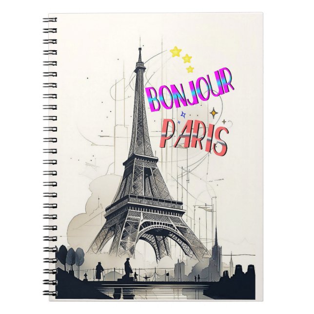 Bonjour Colorful Paris Notebook (Front)