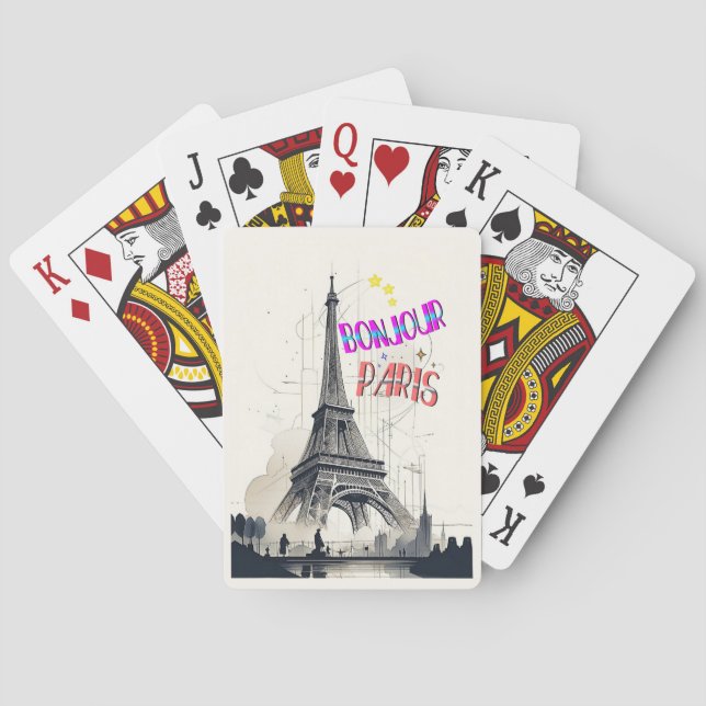 Bonjour Colorful Paris Poker Cards (Back)