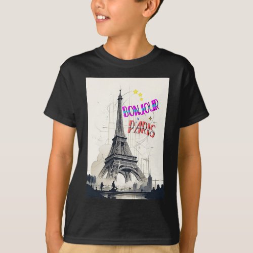 Bonjour Colorful Paris T_Shirt