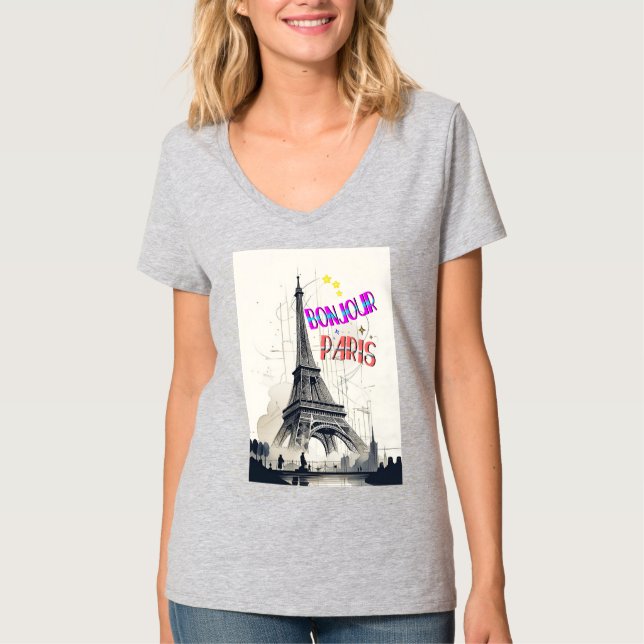 Bonjour Colorful Paris T-Shirt (Front)