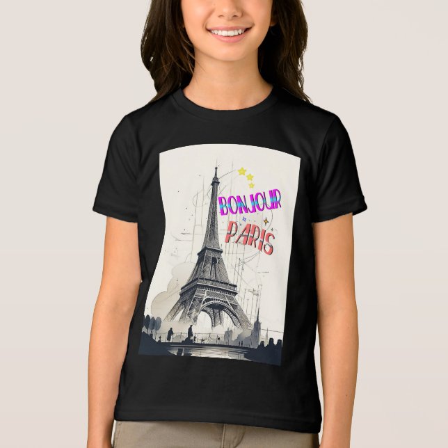 Bonjour Colorful Paris Tri-Blend Shirt (Front)