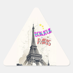 Bonjour Colorful Paris Triangle Sticker