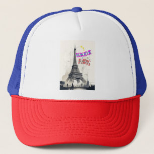 Bonjour Colorful Paris Trucker Hat