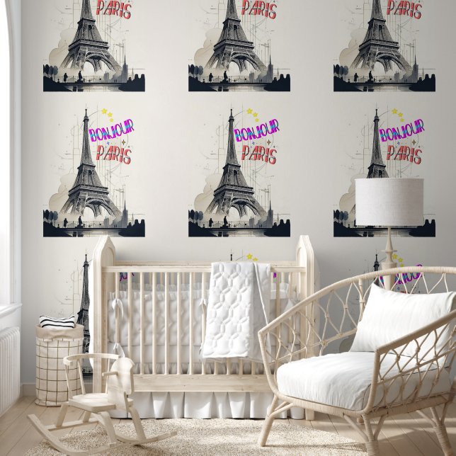 Bonjour Colorful Paris Wallpaper (Kids)