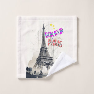 Bonjour Colorful Paris Wash Cloth