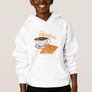 Bonjour Croissant Coffee Breakfast - French Cafe Hoodie