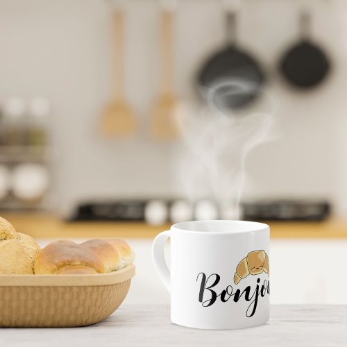 Bonjour Croissant french pastry cute kawaii Espresso Cup