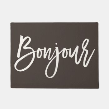 Bonjour Custom Color Welcome Mat by PinkMoonDesigns at Zazzle