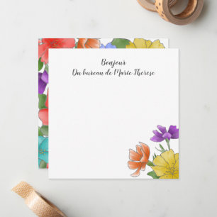 Bonjour Custom Floral Note Card