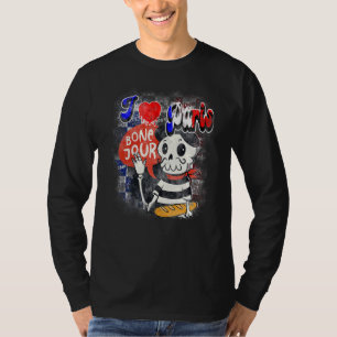 Bonjour Cute French Sports Fan Cyclin Goa Psytranc T-Shirt
