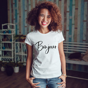 Bonjour Elegant and Modern French Script T-Shirt