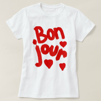 "Bonjour En Coeur", T-Shirt Blanc
