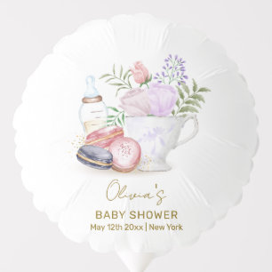 Bonjour Floral Macarons Milk Tea Baby Shower Balloon