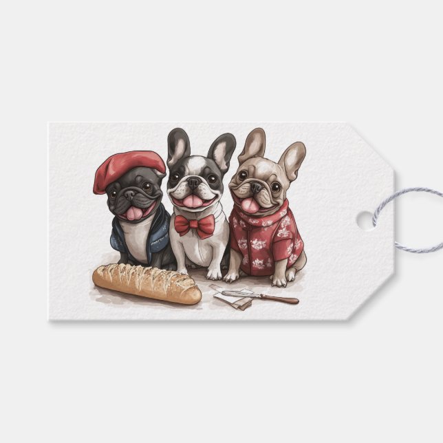 Bonjour French Bulldogs Gift Tags (Front (Horizontal))