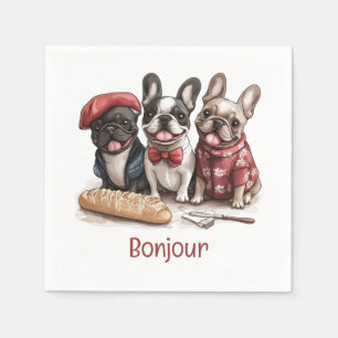 Bonjour French Bulldogs Napkins