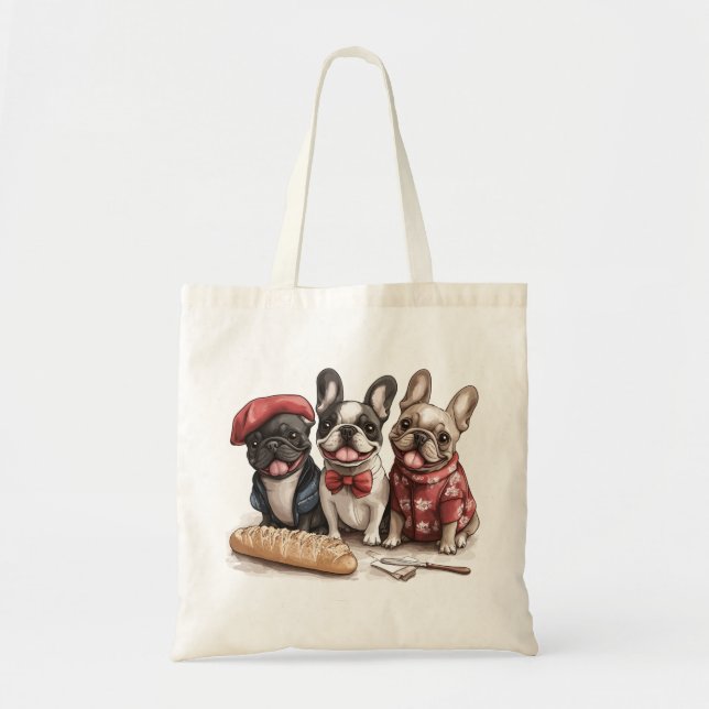 Bonjour French Bulldogs Tote Bag (Front)