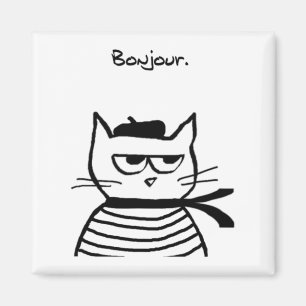 Bonjour French Cat Funny  Magnet