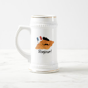 Bonjour French Croissant - France Funny Food Beer Stein