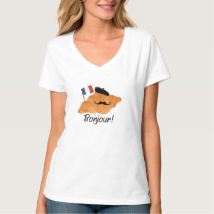 Bonjour French Croissant - France Funny Food T-Shirt