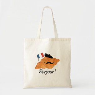 Bonjour French Croissant - France Funny Food Tote Bag
