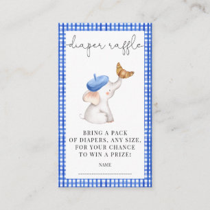 Bonjour French Gingham Blue Diaper Raffle Enclosure Card