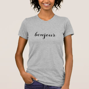 Bonjour French Greeting typographic, minimalist T-Shirt
