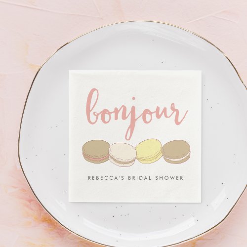 Bonjour French Macarons Bridal Shower Paper Napkins