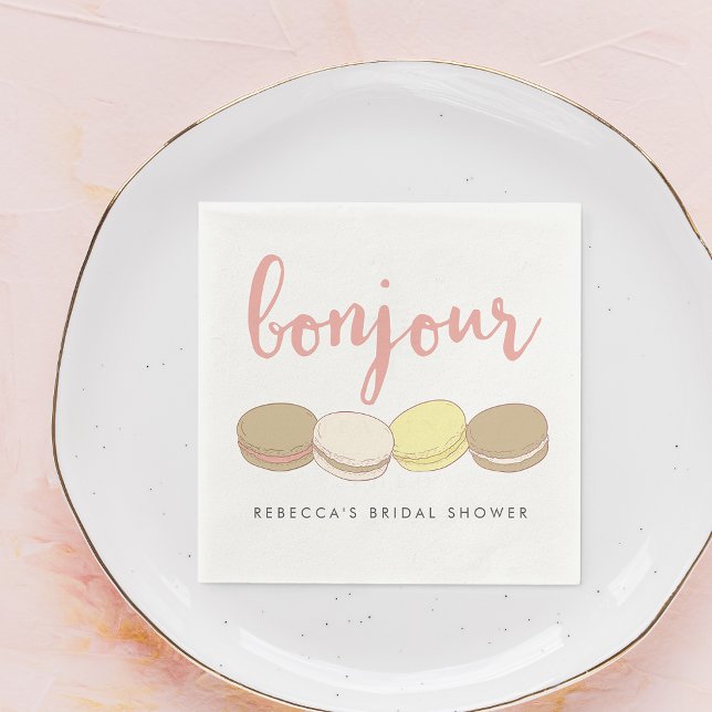Bonjour French Macarons Bridal Shower Paper Napkins (Creator Uploaded)