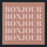 Bonjour | French Typography Terracotta and Blush  Faux Canvas Print<br><div class="desc">Minimalist Modern French Bonjour in Terracotta and Blush Canvas Print</div>