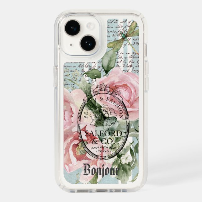 Bonjour Frenchy stylish Romantic pink floral Speck iPhone Case (Front)