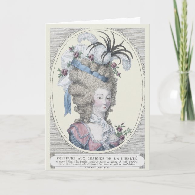 Bonjour Hello Elegant Marie Antoinette Portrait Po Thank You Card (Front)