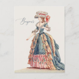 Bonjour Hello Friend Marie Antoinette Greeting Postcard