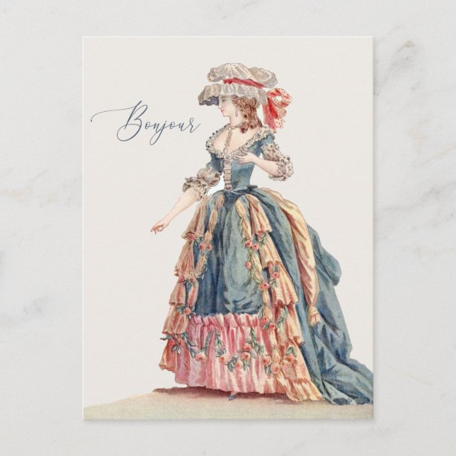 Bonjour Hello Friend Marie Antoinette Greeting Postcard (Front)