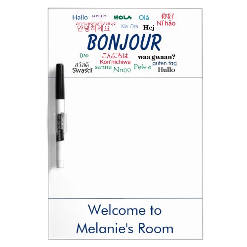 Bonjour Hello Languages World Colorful Welcome Dry Erase Board
