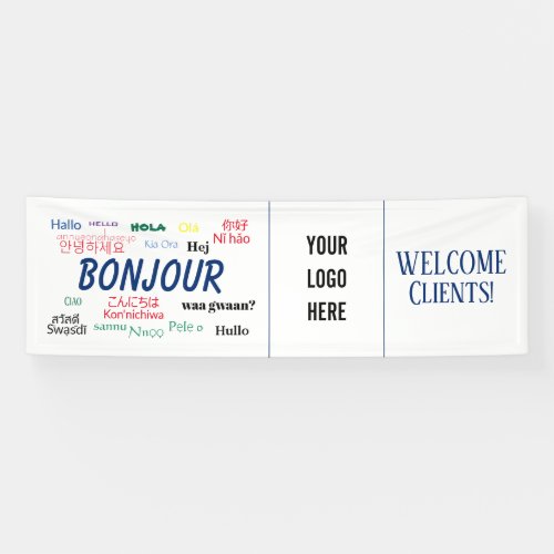 Bonjour Hello Languages World Travel Colorful Logo Banner